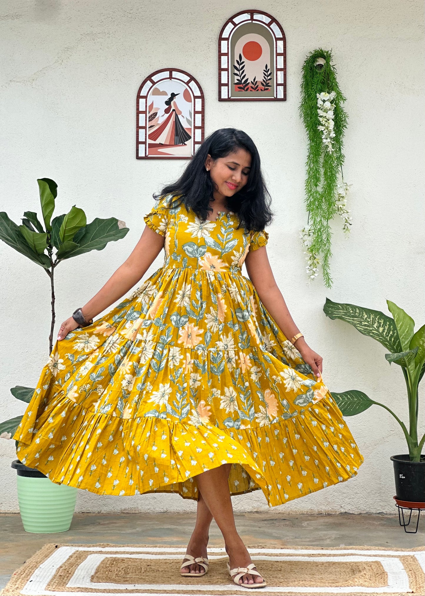 Mustard Meadow 3 tier dress