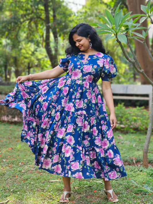 Bougainvillea Whirl 3 Tier Dress