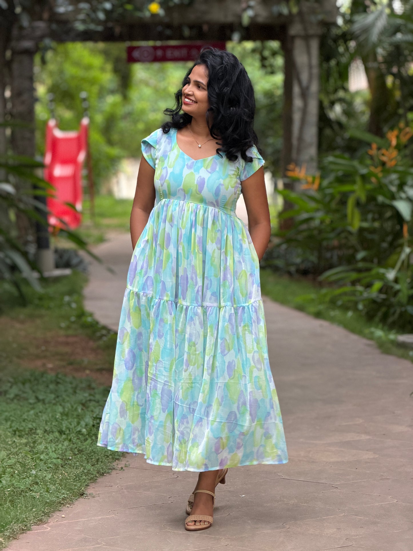 Elara Tiered Chiffon Dress