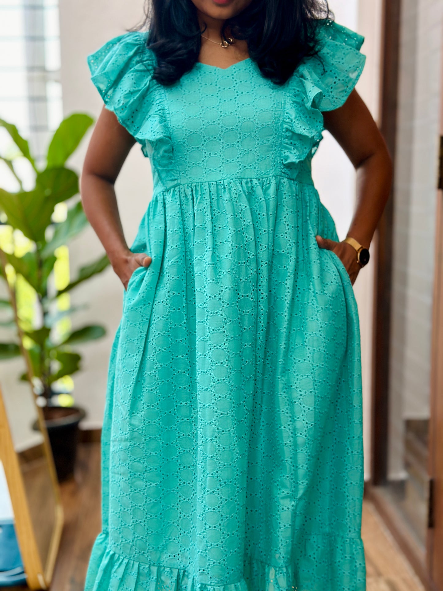 Saavi Schiffli  Midi Dress