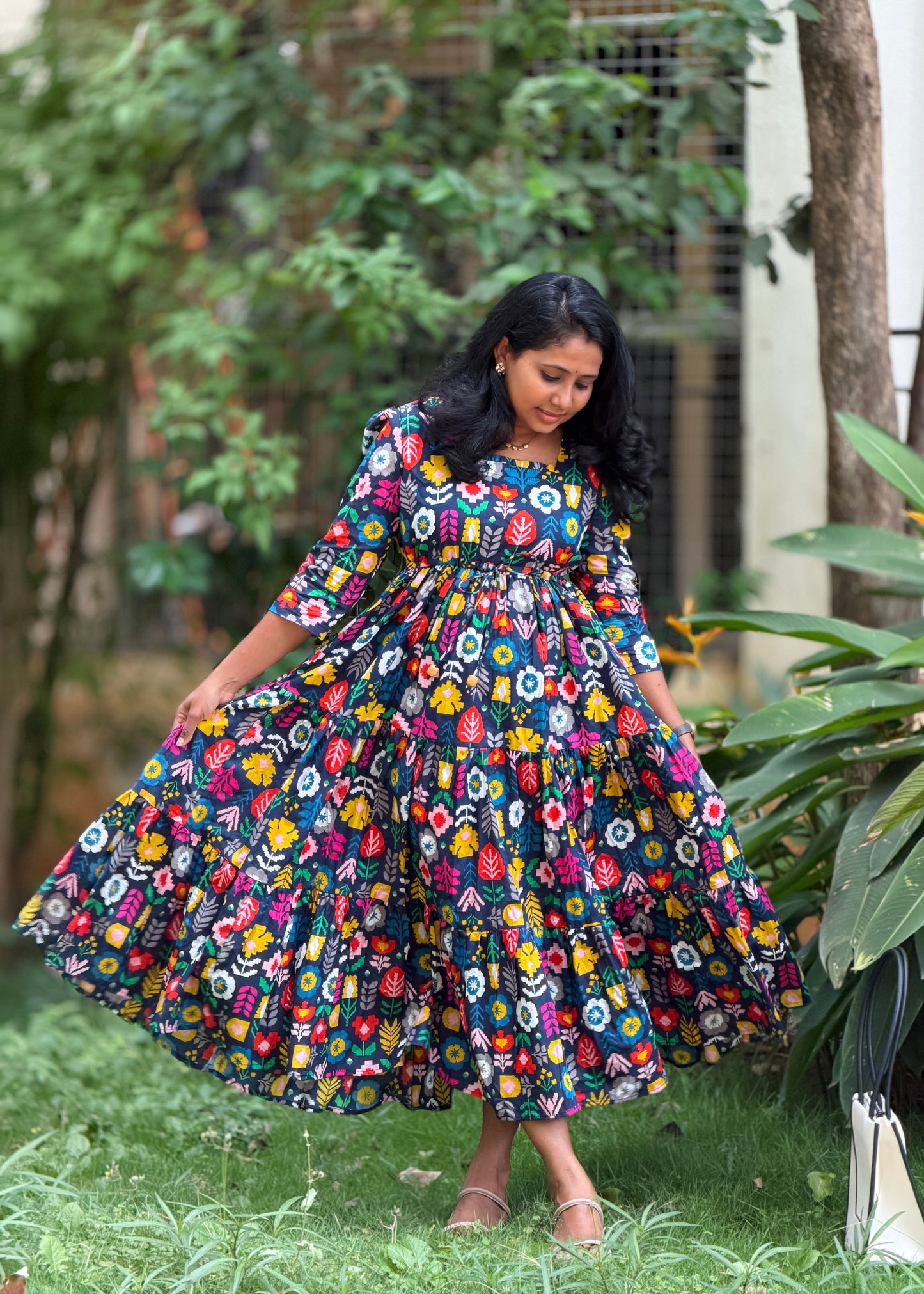 Mosaic Cotton Tiered Dress