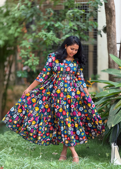 Mosaic Cotton Tiered Dress