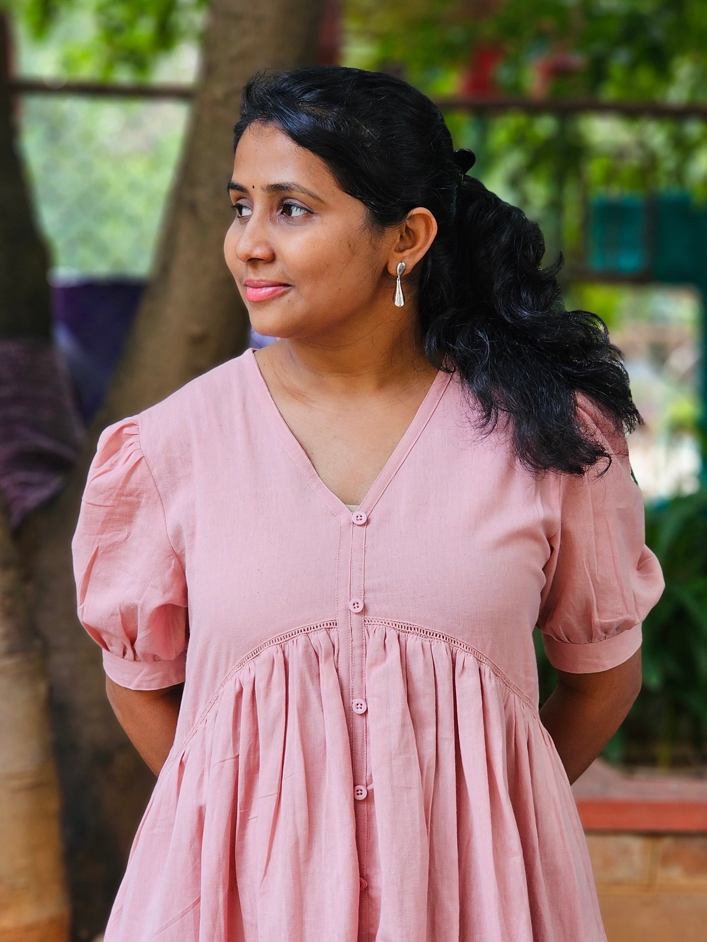 Dusty Pink Solid Midi Dress - Ready to Ship