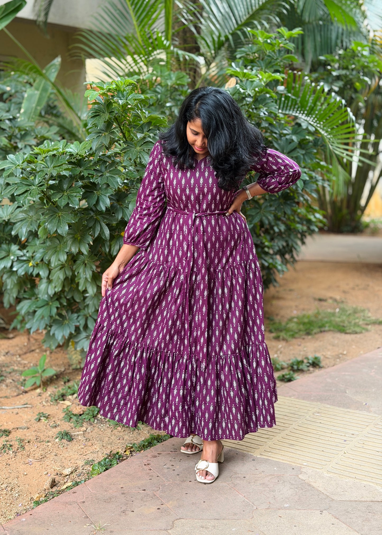 Aria Maxi Dress — Purple Ikat Print