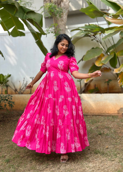 Pink Petal Flare Maxi Dress