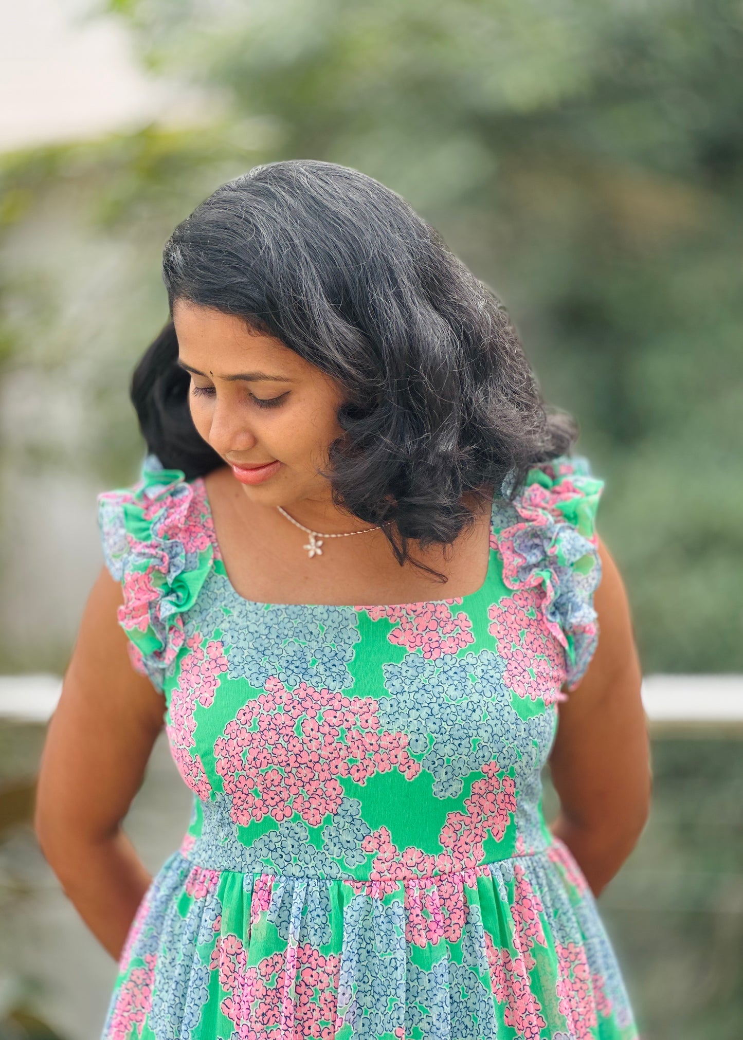 Spring garden midi dress