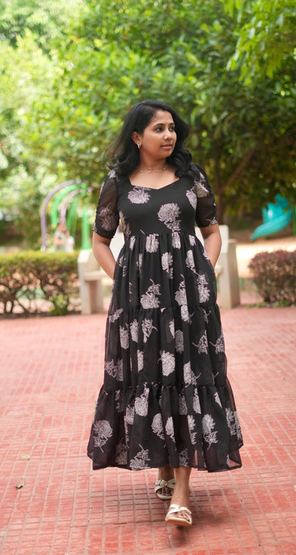 Tara Georgette Midi Dress- Immediate Dispatch