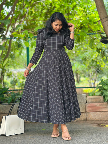 Black Checks Kali dress-Immediate Dispatch
