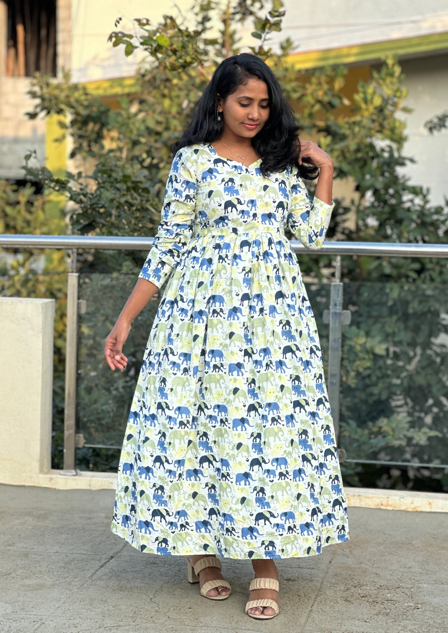 Haathi White Cotton Maxi Dress