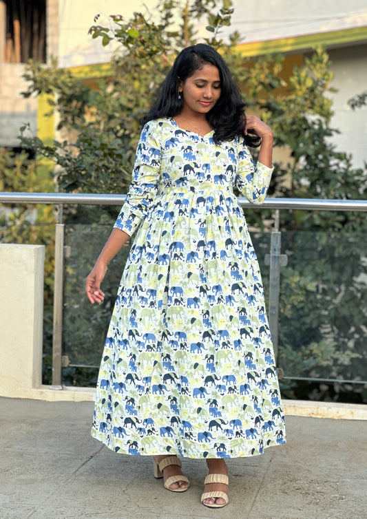 Haathi White Cotton Maxi Dress