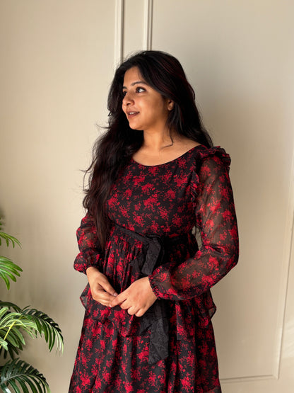 Allison Black 3 layered Dress