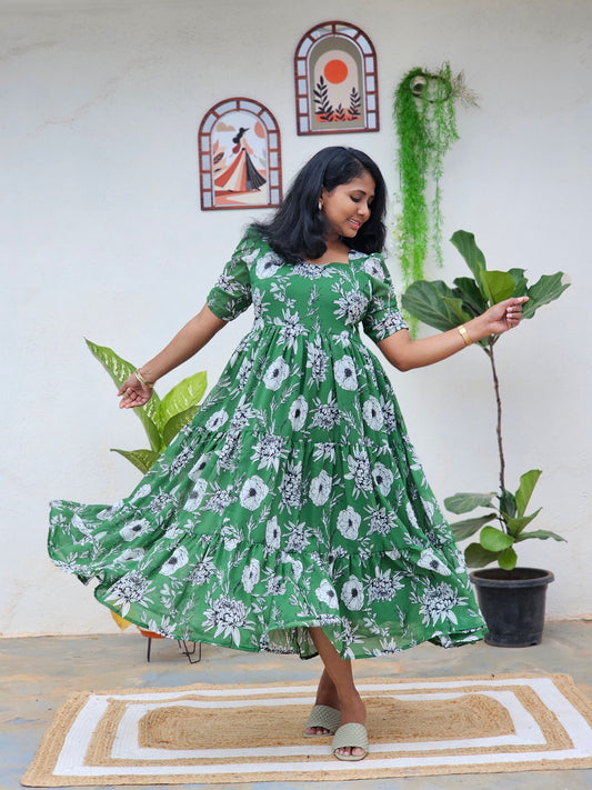 Green 3 tiered Dress