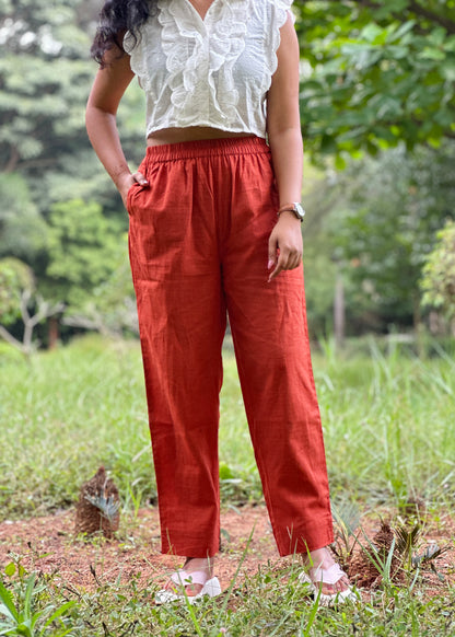 Cotton Pants- Rust