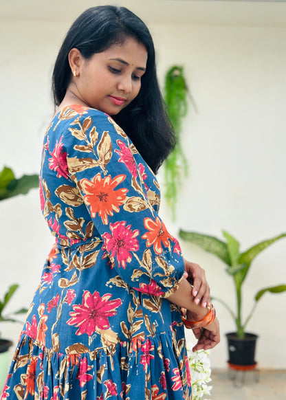 Blue Bloom A-line dress