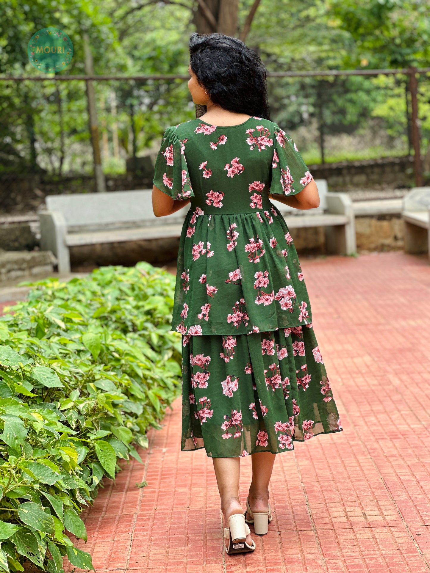Tamia Green Floral Midi Dress