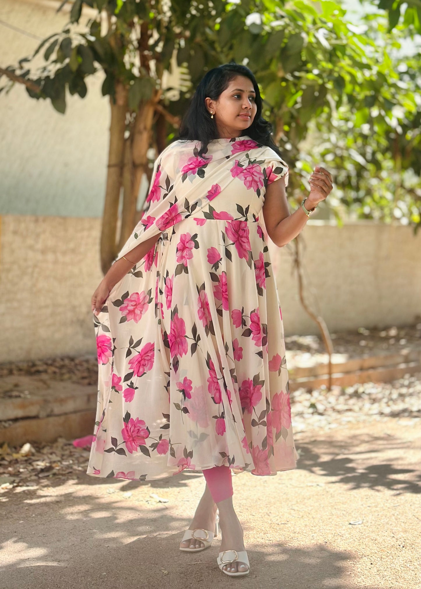 Gulabi Bloom Floral Print Anarkali