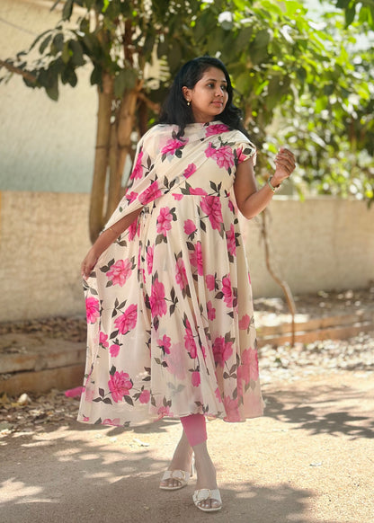 Gulabi Bloom Floral Print Anarkali