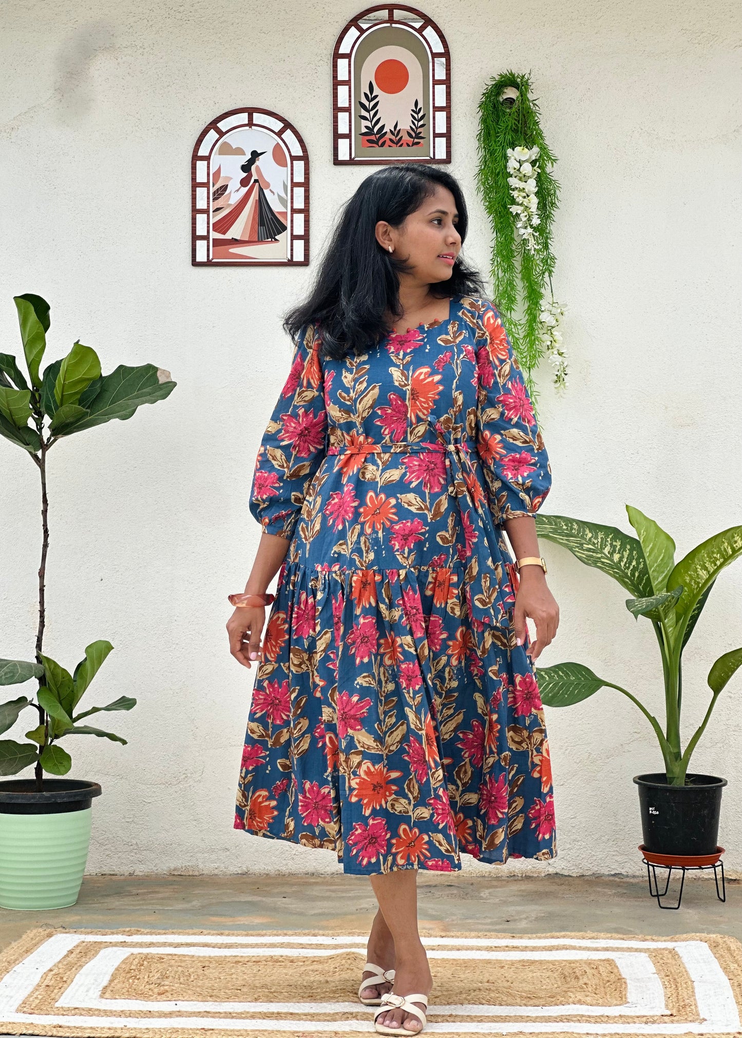 Blue Bloom A-line dress