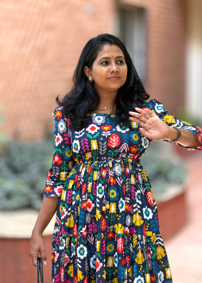 Mosaic Cotton Tiered Dress