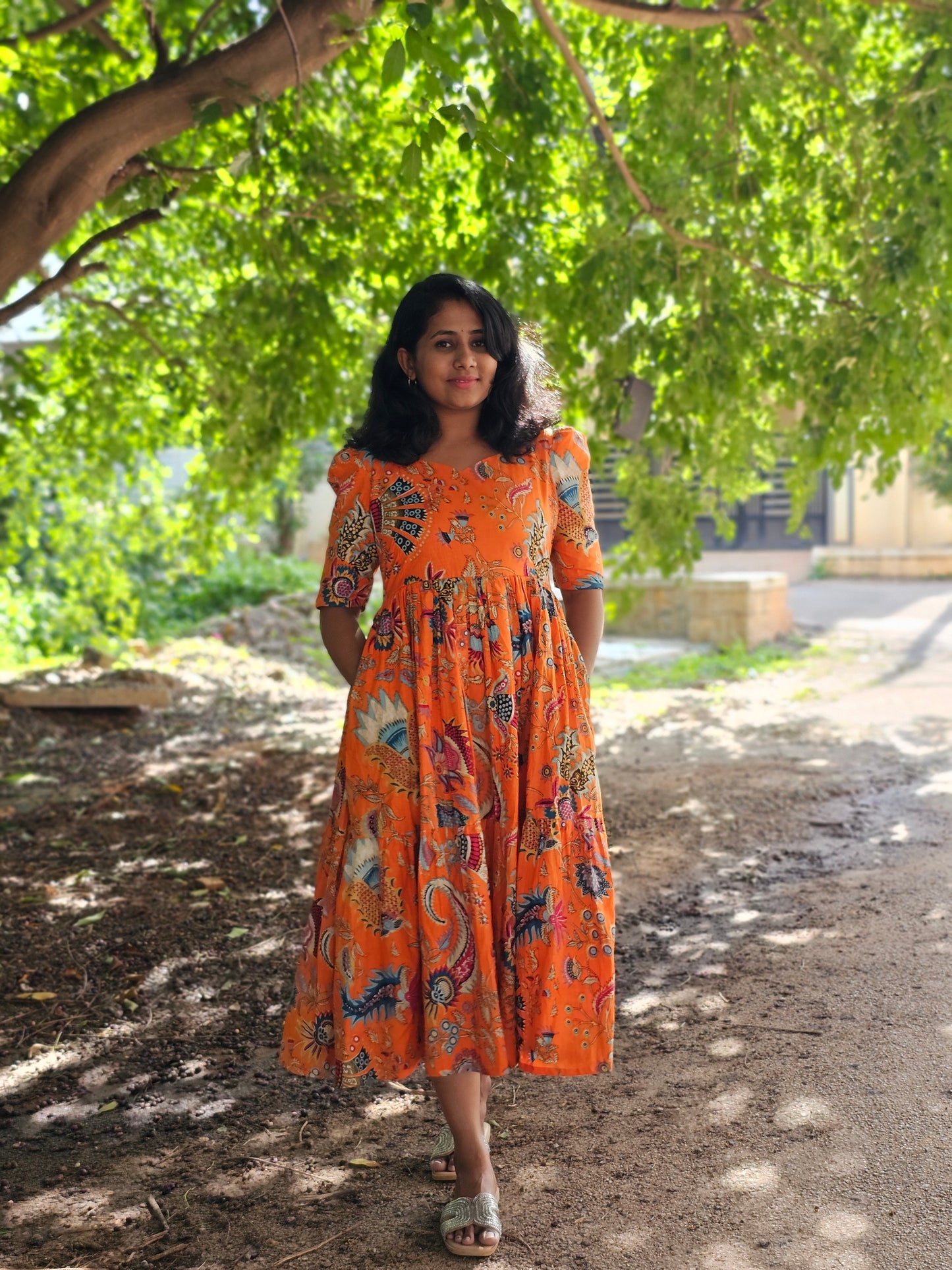 Marigold Cotton Midi Dress