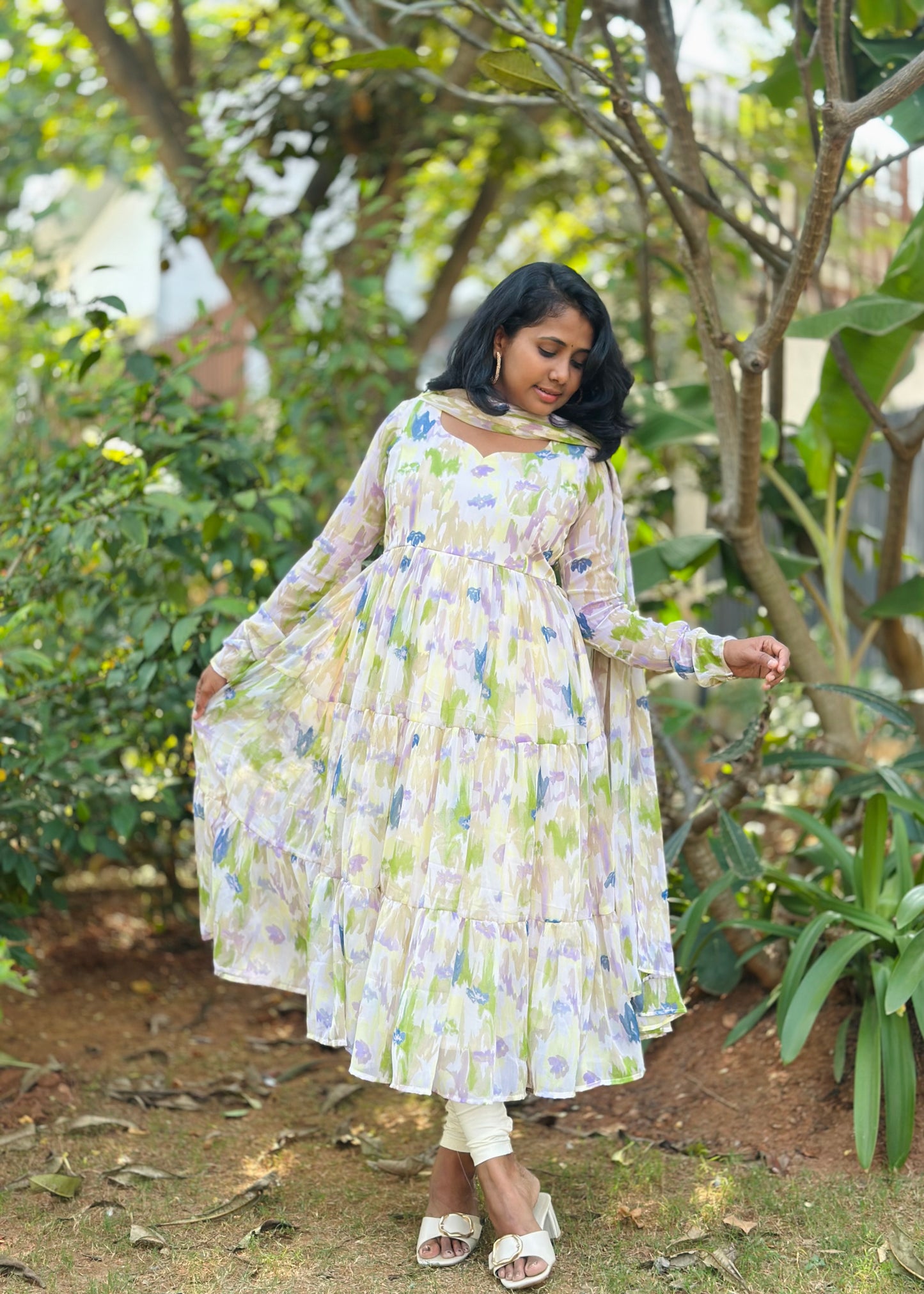 Pragnya Tiered Anarkali Kurta & Dupatta Set