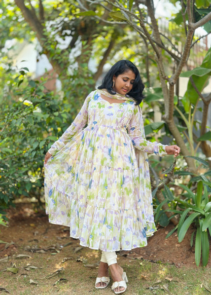 Pragnya Tiered Anarkali Kurta & Dupatta Set