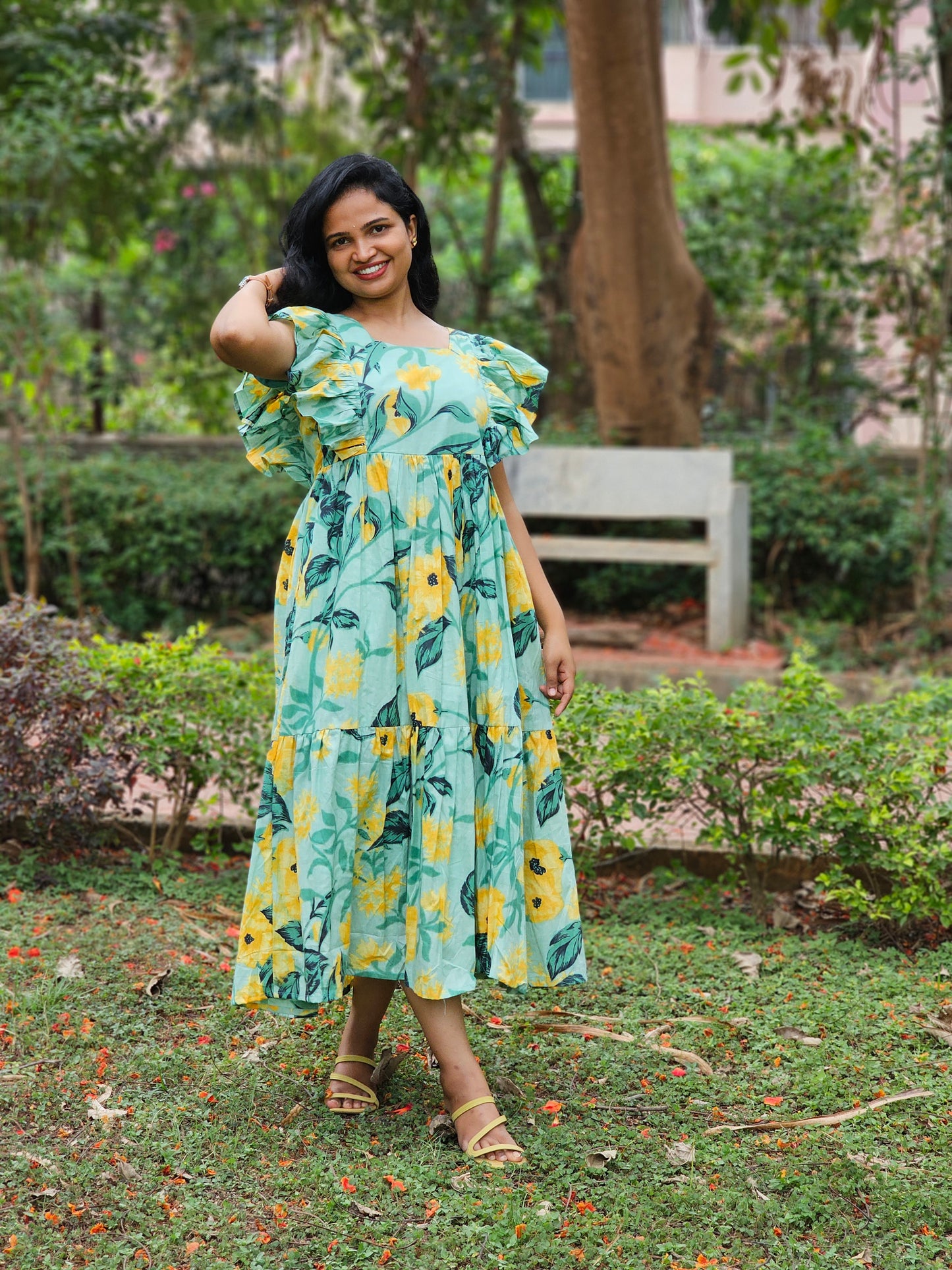 Floral Splash Tiered Dress