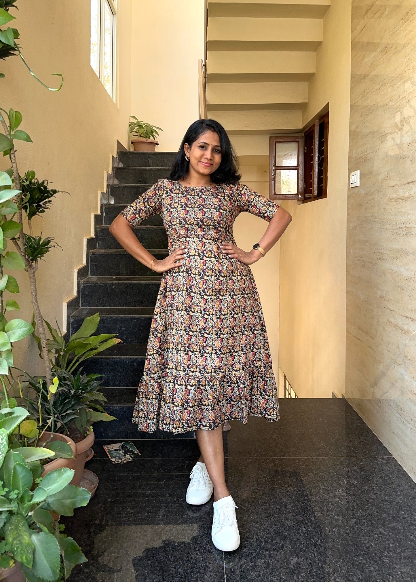 Mahira A line Cotton Midi Dress