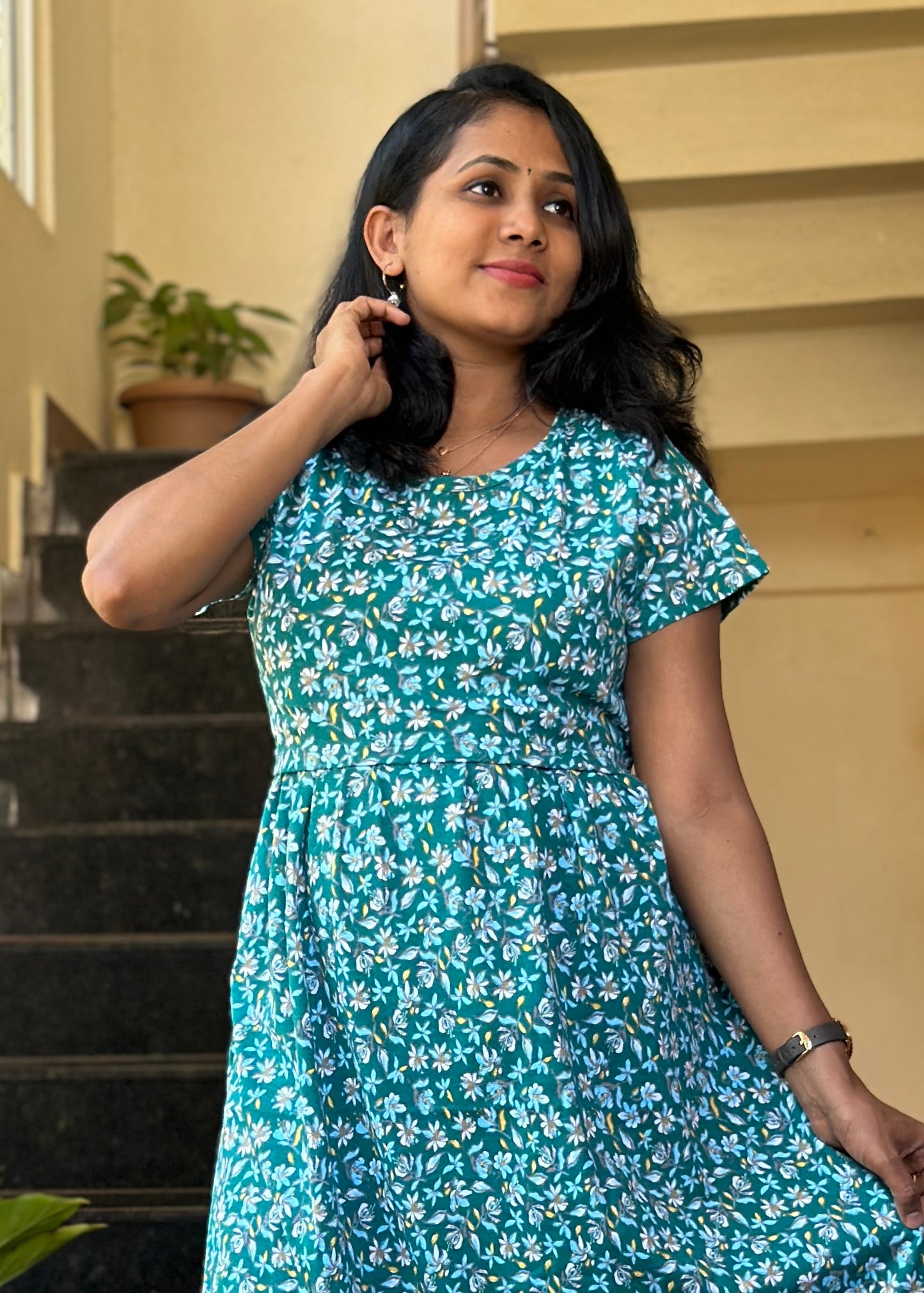Green Floral Maternity & Feeding Loungewear