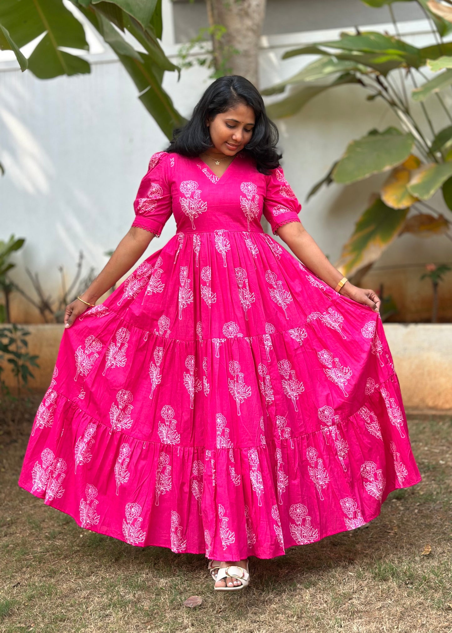 Pink Petal Flare Maxi Dress