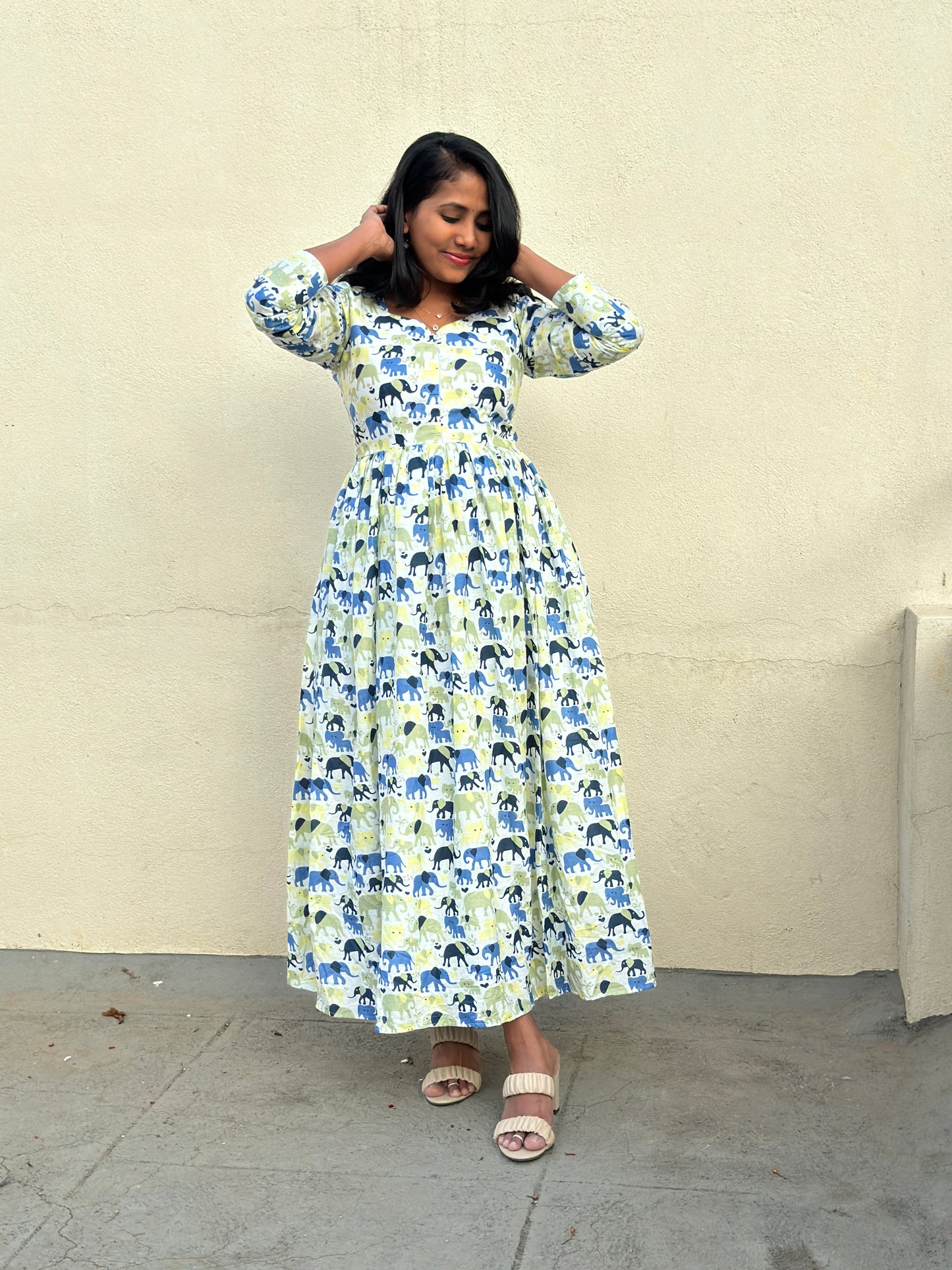 Haathi White Cotton Maxi Dress