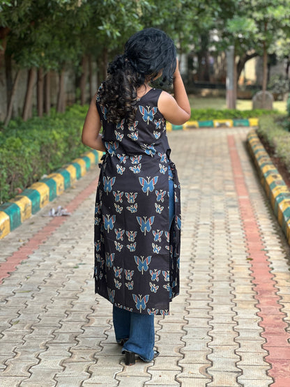 Black Butterfly kurta with lining