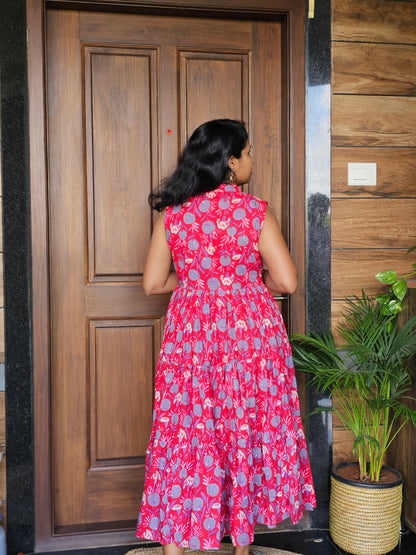 Red Floral Collar Dress- Immediate Dispatch