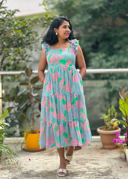 Spring garden midi dress
