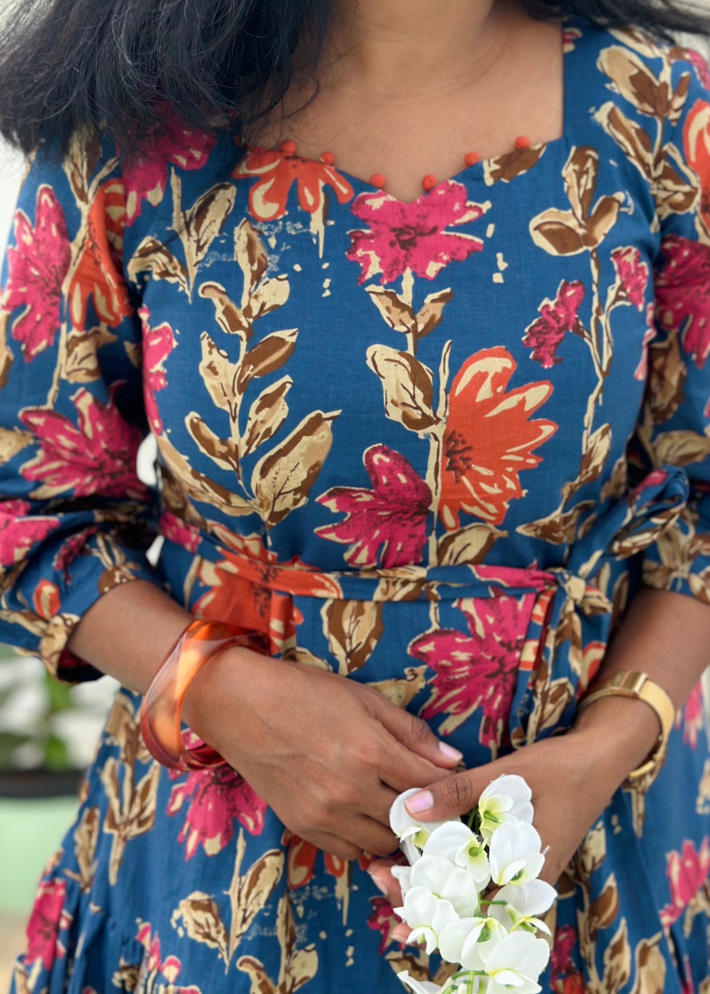 Blue Bloom A-line dress