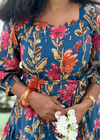Blue Bloom A-line dress