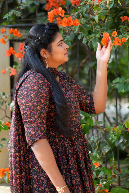 Black Ditsy Anarkali Kurta & Dupatta Set