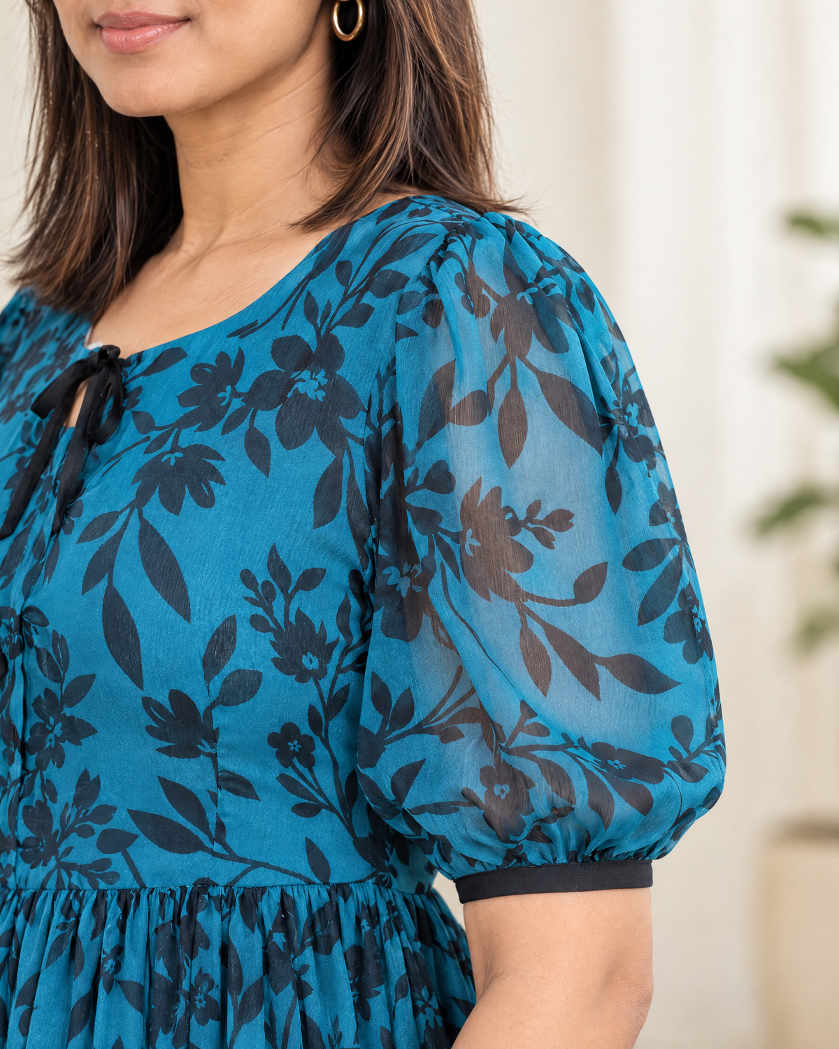 Teal Reverie Chiffon Midi Dress