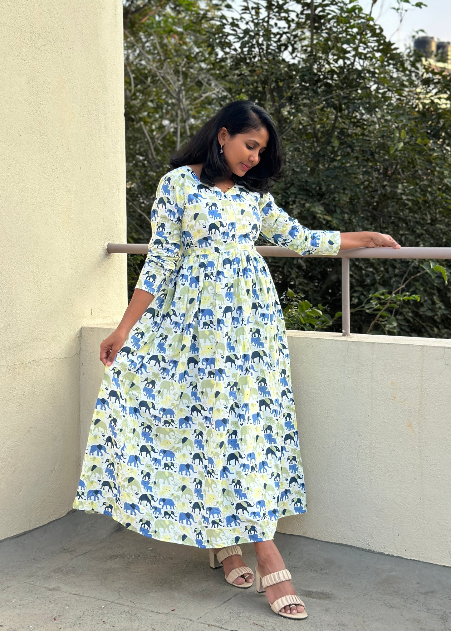 Haathi White Cotton Maxi Dress