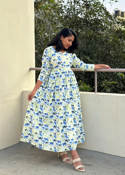 Haathi White Cotton Maxi Dress