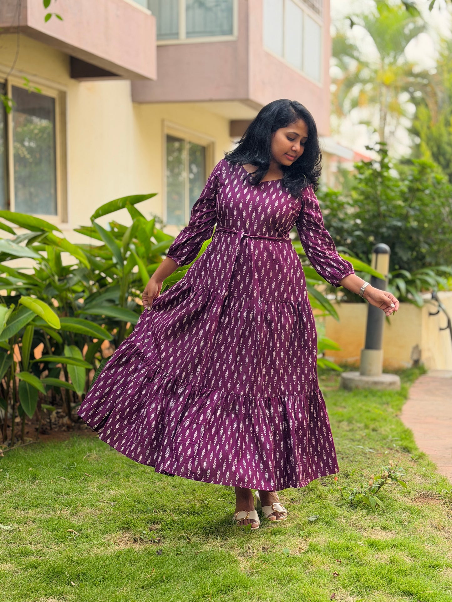 Aria Maxi Dress — Purple Ikat Print