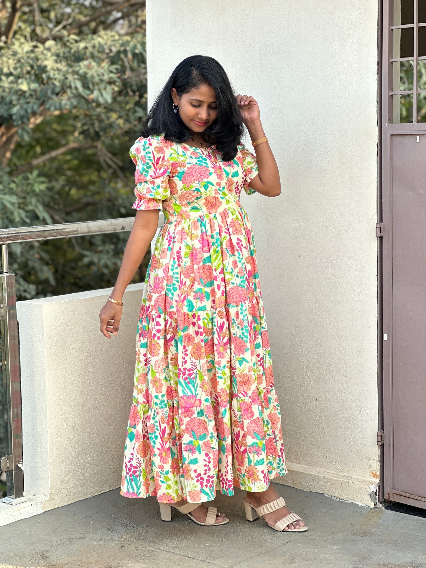 Amala Off-White Cotton Maxi Dress