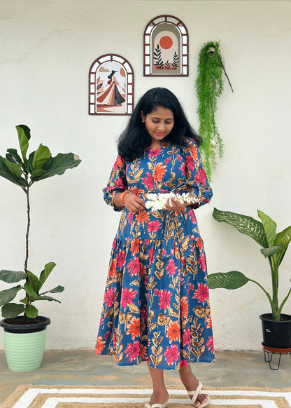 Blue Bloom A-line dress