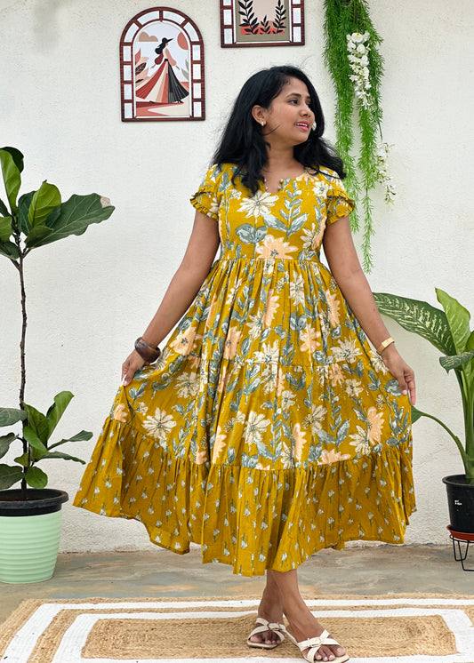 Mustard Meadow 3 tier dress