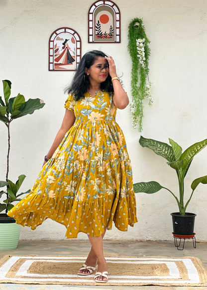 Mustard Meadow 3 tier dress