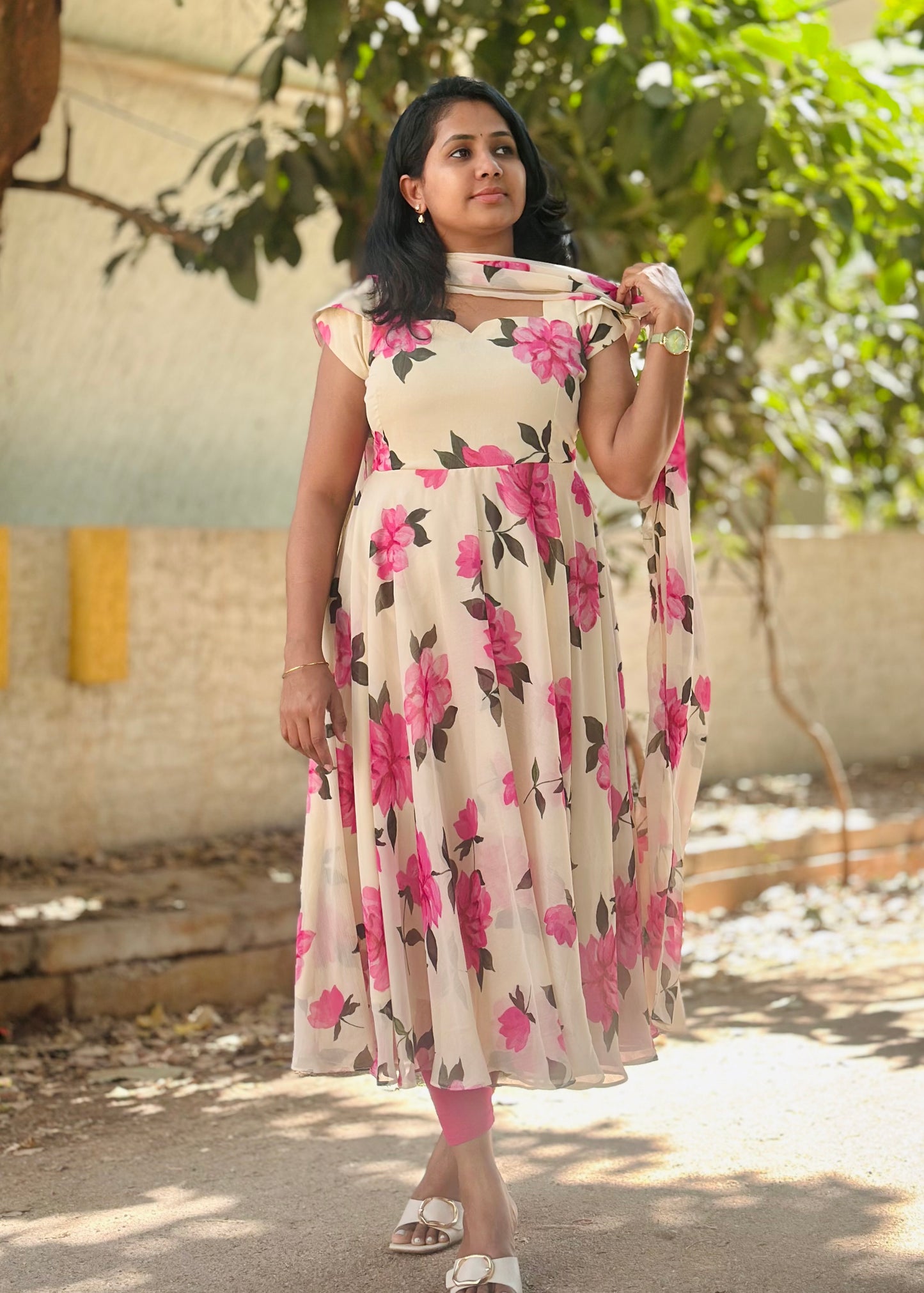 Gulabi Bloom Floral Print Anarkali