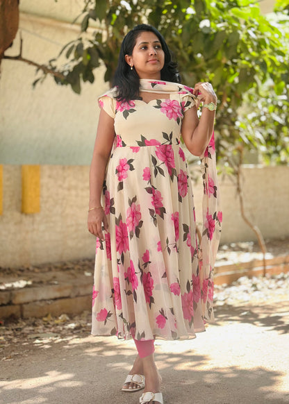 Gulabi Bloom Floral Print Anarkali