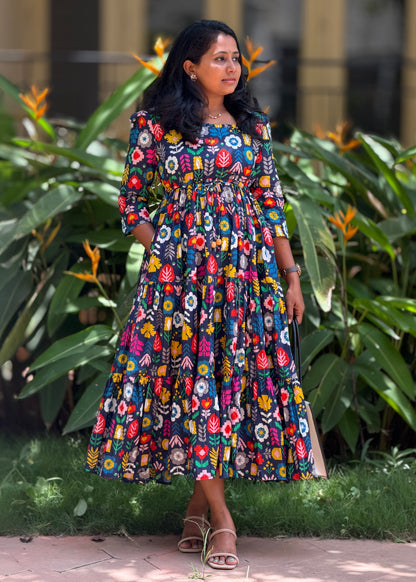 Mosaic Cotton Tiered Dress