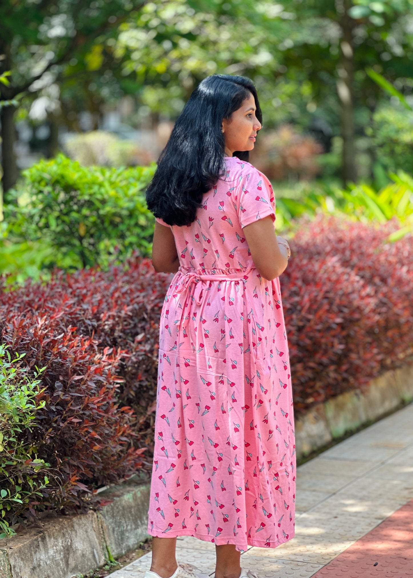 Peach Tulip Printed Maternity & Feeding Loungewear