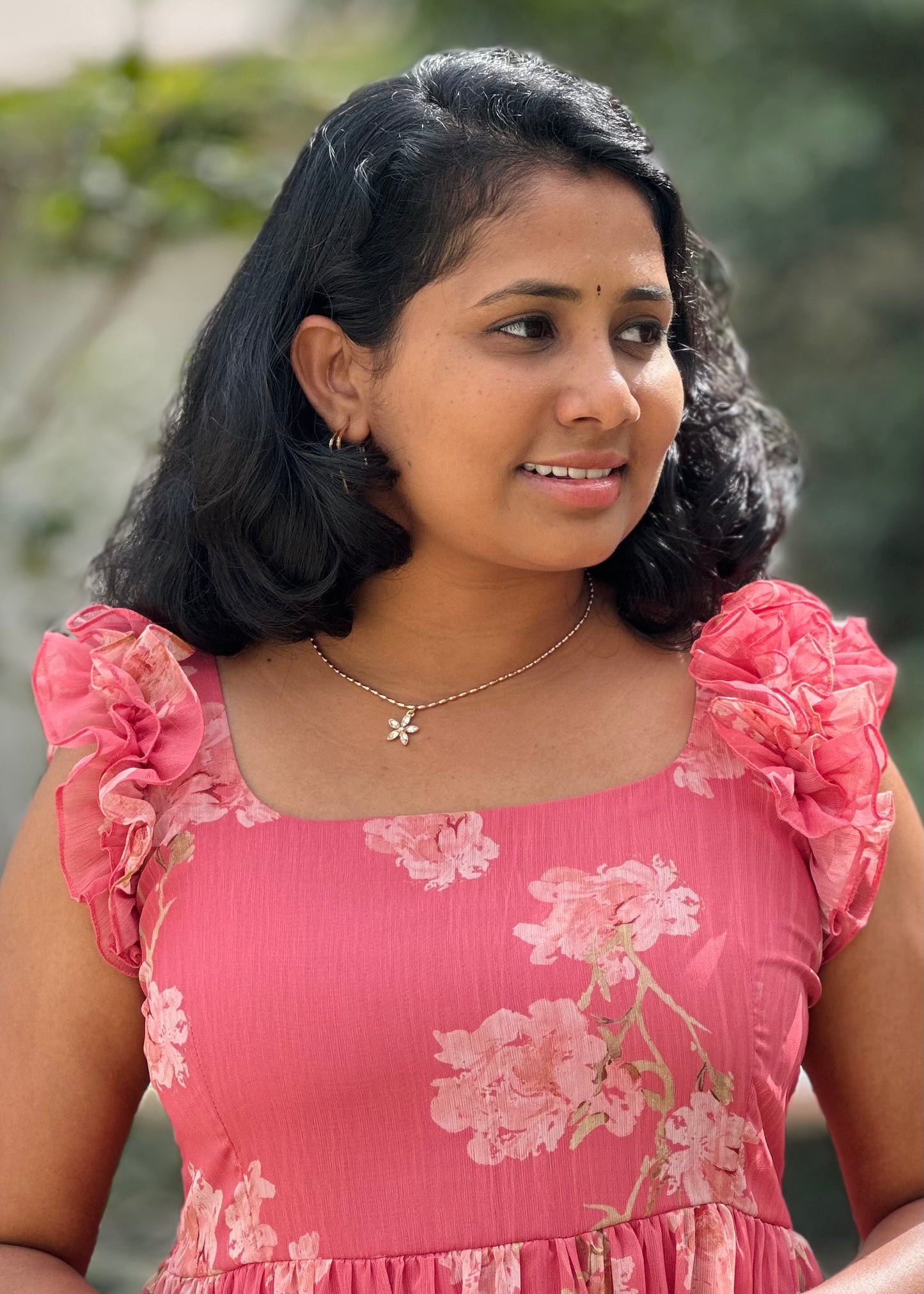 Coral Breeze Midi Dress